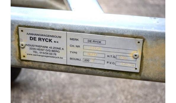 2-assige aanhangwagen DE RYCK RE27T, 1e inschr 06/11/03, chassisnr 234526/3, max 2700kg, kenteken, gelijkvormigheidsattest, keuring tot 09/8/19